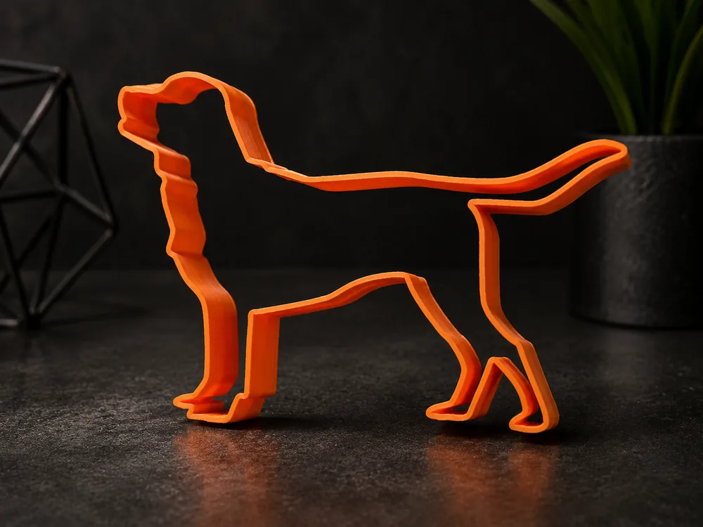 Vykrajovátko na míru z 3D tisku ve tvaru psa – oranžové PETG